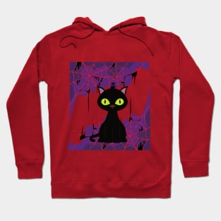 Halloween Black Cat and Web Hoodie